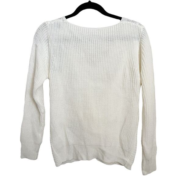 Lulu's NWT Mood Boster Sweater knit Ivory Cream Sz S Front Knot V Neck Stretch - Picture 4 of 8